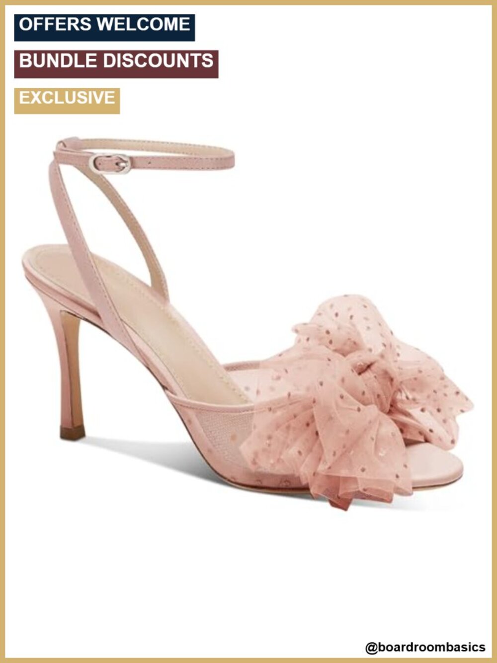 Coutgo Women's Bow Tie Heels Slingback Peep Toe Mesh High Stiletto Wedding